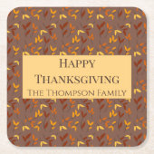 秋エレガントの葉 スクエアペーパーコースター (正面)