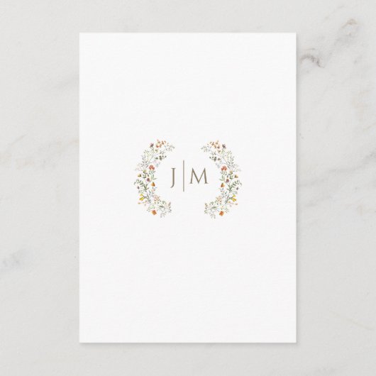 秋エレガントの野花の結婚詳細 エンクロージャーカード (裏面)