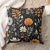 秋エレガントの離れ花柄ブラック クッション (ブランケット)