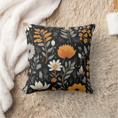 秋エレガントの離れ花柄ブラック クッション (ブランケット)