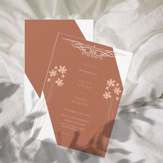 秋エレガントの2色サイドフローラ招待状 招待状