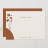 秋エレガントの2色サイドフローラ空白の サンキューカード (正面/裏面)