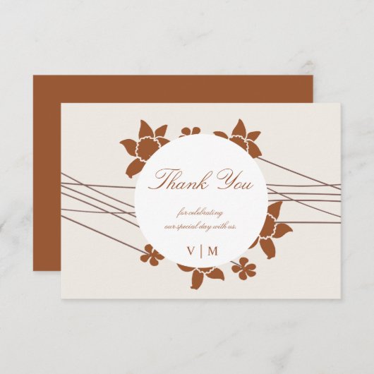 秋エレガントの2色サイドフローラ サンキューカード (正面/裏面)