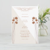 秋エレガントの2色フローラQRコードフォト結婚ズ 招待状 (スタンド正面)