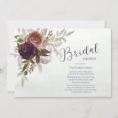 秋エレガントウィンタープラムパープルブライダルシャワー 招待状 (正面)