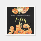 秋エレガントオレンジフローラ50th誕生日パーティー スタンダードカクテルナプキン (正面)