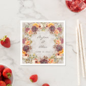 秋エレガントオータムオレンジブルゴーニュ結婚ーズ スタンダードカクテルナプキン (インサイチュ)