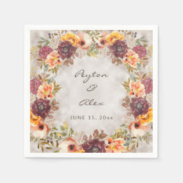 秋エレガントオータムオレンジブルゴーニュ結婚ーズ スタンダードカクテルナプキン