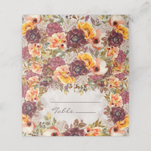 秋エレガントオータムオレンジブルゴーニュ結婚ーズ プレイスカード (外部開封)