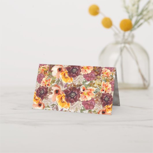 秋エレガントオータムオレンジブルゴーニュ結婚ーズ プレイスカード (裏面)