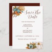 秋エレガントカボチャ秋の結婚式招待状 セーブザデート (正面/裏面)