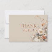 秋エレガントカボチャ赤ちゃんシャワーサンキューカード 招待状 (正面)