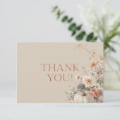 秋エレガントカボチャ赤ちゃんシャワーサンキューカード 招待状 (スタンド正面)