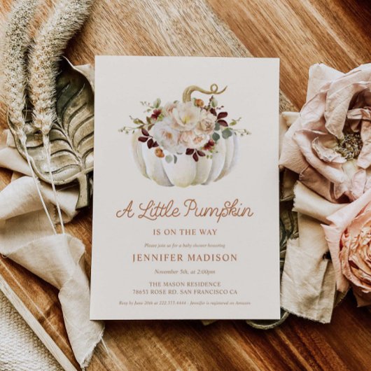 秋エレガントカボチャ赤ちゃんシャワー招待状 招待状