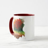 秋エレガントカラフル林ウォーター色モノグラム マグカップ (正面左)