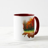 秋エレガントカラフル林ウォーター色モノグラム マグカップ (正面右)