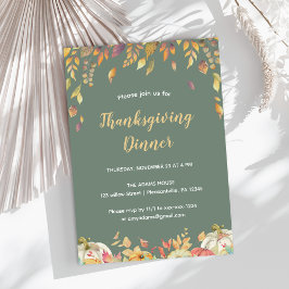 秋エレガントセージ感謝祭ディナー 招待状