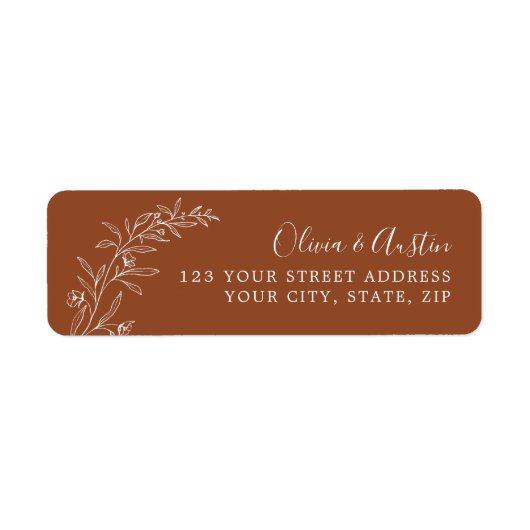 秋エレガントテラコッタ結婚の差出人住所 ラベル (正面)