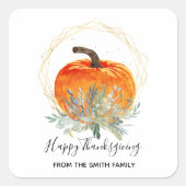 秋エレガントパンプキンサンクスギビング スクエアシール (正面)