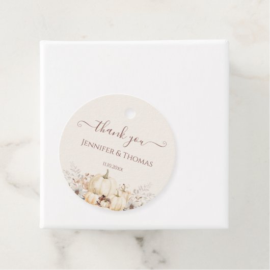 秋エレガントパンプキンズサンキュー結婚式の引き出物ラベル フェイバータグ (インサイチュ)