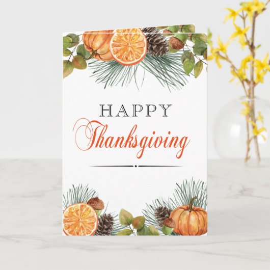 秋エレガントパンプキンハッピーサンクスギビングホリデー カード (黄色い花)
