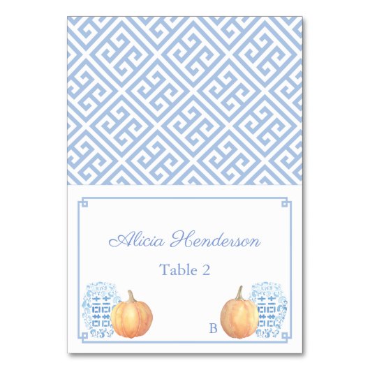 秋エレガントパンプキンブルーホワイト結婚ズ座席表 テーブルナンバー (正面)