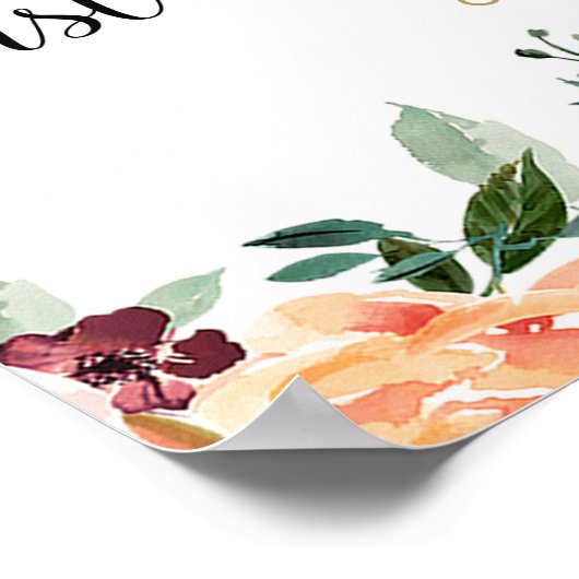 秋エレガントパンプキン最初の誕生日ウェルカムサイン ポスター (角)