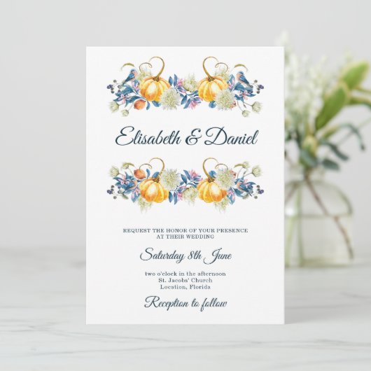 秋エレガントパンプキン結婚式招待状 招待状 (スタンド正面)