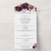 秋エレガントパープルシャンパンラストフローラズ結婚 オールインワン招待状 (内側)