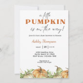 秋エレガントピンクカボチャ赤ちゃんシャワー 招待状 (正面)