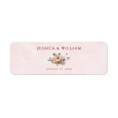 秋エレガントピンク調の結婚差出人住所 ラベル (正面)