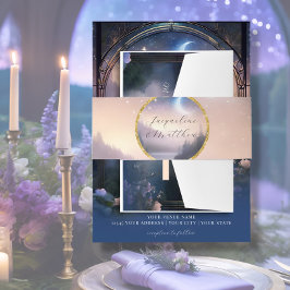 秋エレガントピーチフローラセージ水の色結婚の 招待状ベリーバンド