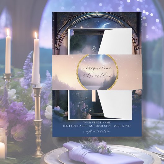 秋エレガントピーチフローラセージ水の色結婚の 招待状ベリーバンド