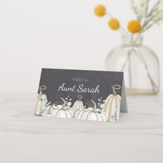 秋エレガントファームハウステーマパンプキンプレイスカード プレイスカード (正面)