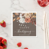 秋エレガントフローラハッピーサンクスギビング スタンダードカクテルナプキン (インサイチュ)