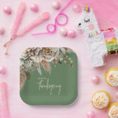 秋エレガントフローラハッピーサンクスギビング ペーパープレート (パーティー)