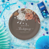 秋エレガントフローラハッピーサンクスギビング ペーパープレート (パーティー)