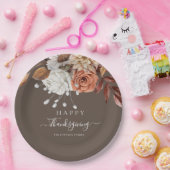 秋エレガントフローラハッピーサンクスギビング ペーパープレート (パーティー)