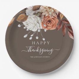 秋エレガントフローラハッピーサンクスギビング ペーパープレート