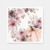 秋エレガントフローラパンプキンニュートラル水彩 スタンダードカクテルナプキン (正面)