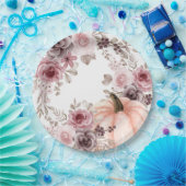 秋エレガントフローラパンプキンニュートラル水彩 ペーパープレート (パーティー)