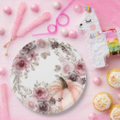 秋エレガントフローラパンプキンニュートラル水彩 ペーパープレート (パーティー)