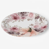 秋エレガントフローラパンプキンニュートラル水彩 ペーパープレート (アングル)