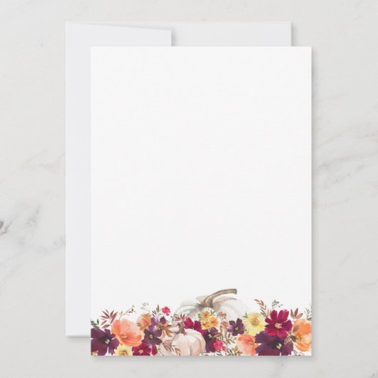 秋エレガントフローラパンプキン結婚式招待状 招待状 (裏面)