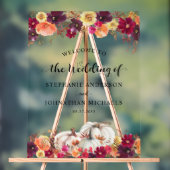 秋エレガントフローラパンプキ結婚ンズウェルカム アクリルサイン (ニュートラル)