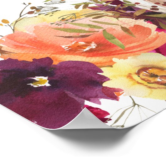 秋エレガントフローラパンプキ結婚ンズウェルカム ポスター (角)