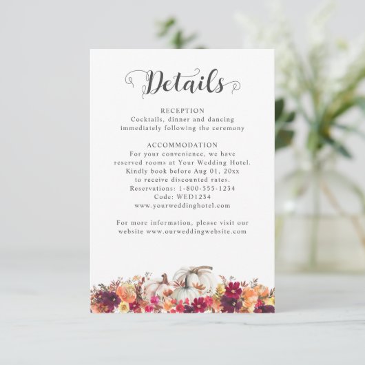 秋エレガントフローラパンプキ結婚ン詳細 エンクロージャーカード (スタンド正面)