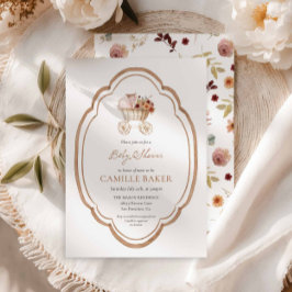 秋エレガントフローラブルゴーニュ赤ちゃんシャワーの招待 招待状