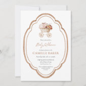 秋エレガントフローラブルゴーニュ赤ちゃんシャワーの招待 招待状 (正面)