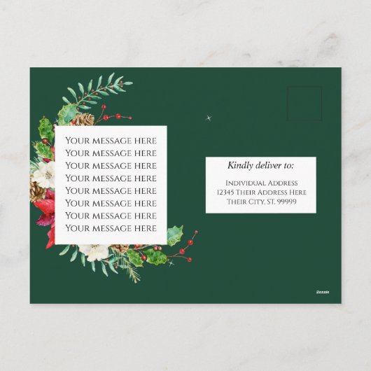 秋エレガントフローラブルゴーニュ赤面フローラ金ゴールドホール シーズンポストカード (裏面)